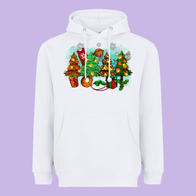 Christmas Trees With Basketball Heavyweight Hoodie Designed By Zillion Design Studio
