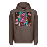 Coffee western pattern pink with floral cancer ribbon Premium Hoodie - AdoDesignShop