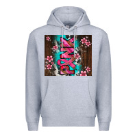 Heather Grey western pattern pink with floral cancer ribbon Premium Hoodie - AdoDesignShop