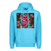 Ocean Blue western pattern pink with floral cancer ribbon Premium Hoodie - AdoDesignShop