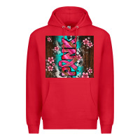 Red western pattern pink with floral cancer ribbon Premium Hoodie - AdoDesignShop