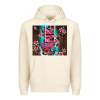 Sandshell western pattern pink with floral cancer ribbon Premium Hoodie - AdoDesignShop