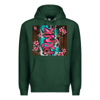 Sports Green western pattern pink with floral cancer ribbon Premium Hoodie - AdoDesignShop