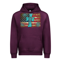 Mauve Wine flag and turquoise cross Urban Hoodie - AdoDesignShop