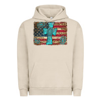 Pigment French Oak flag and turquoise cross Urban Hoodie - AdoDesignShop
