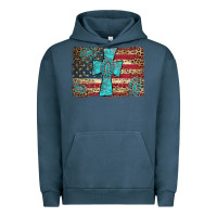 Pigment Midnight Navy flag and turquoise cross Urban Hoodie - AdoDesignShop