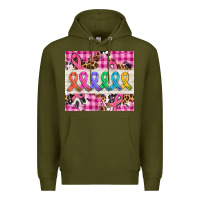 Army Green western colorfull cancer ribbon Premium Hoodie - AdoDesignShop