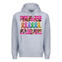 Heather Grey western colorfull cancer ribbon Premium Hoodie - AdoDesignShop