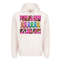 Pale Pink western colorfull cancer ribbon Premium Hoodie - AdoDesignShop
