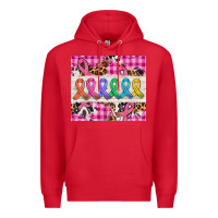 Red western colorfull cancer ribbon Premium Hoodie - AdoDesignShop