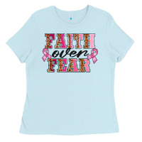 Baby Blue faıth over fear Ladies Tee - BarkalooDesign