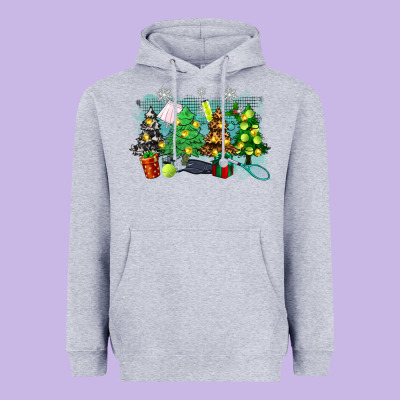 Christmas Trees With Tennis Heavyweight Hoodie Designed By Zillion Design Studio