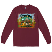 Burgundy camping is my happy place Long Sleeve Tee - BarkalooDesign