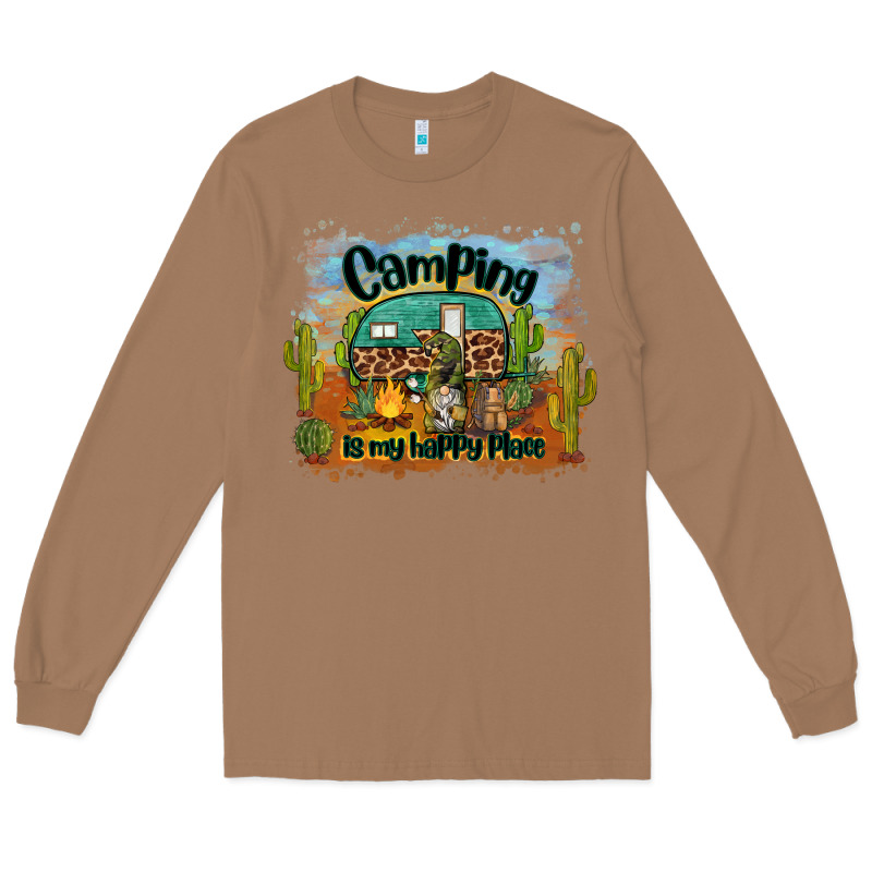 Camping Is My Happy Place Long Sleeve Tee by BarkalooDesign | Teevron