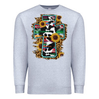 Heather Grey western cross Premium Sweatshirt - RanaPortraitStore