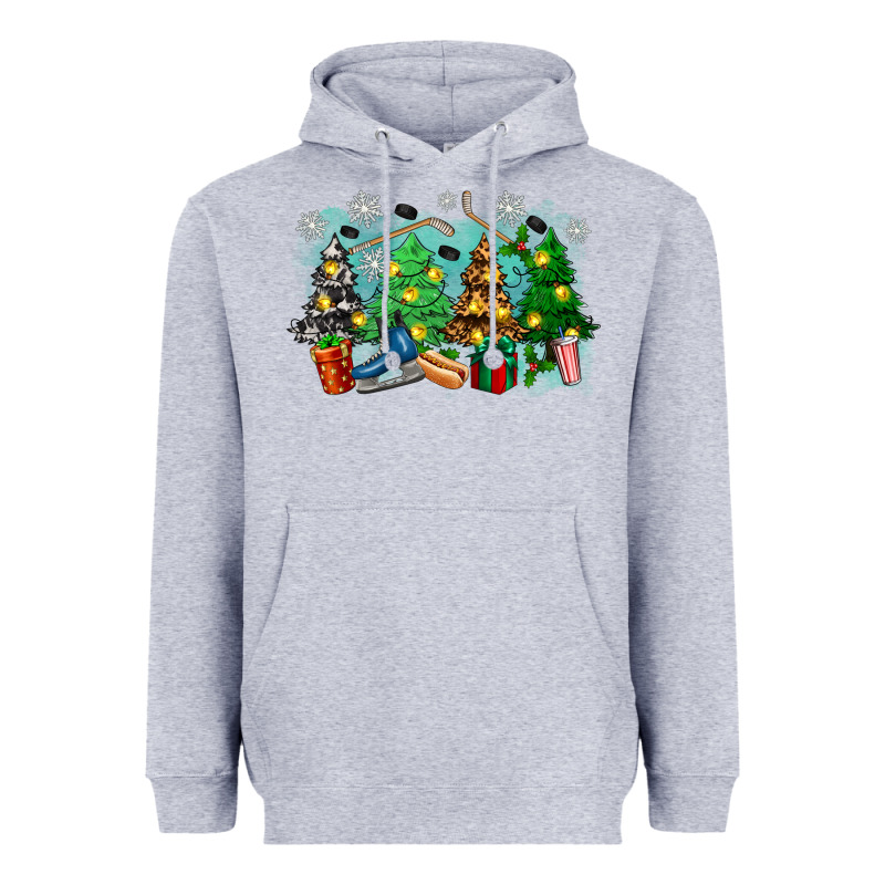 Christmas Trees With Hockey Heavyweight Hoodie by Zillion Design Studio | Teevron