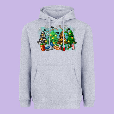 Christmas Trees With Hockey Heavyweight Hoodie Designed By Zillion Design Studio