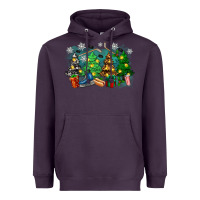 Plum christmas trees with hockey Heavyweight Hoodie - Zillion Design Studio