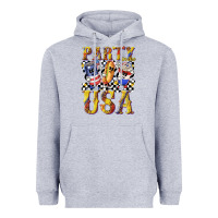 Heather Grey party in the usa with leopard Heavyweight Hoodie - texasbilliewilder