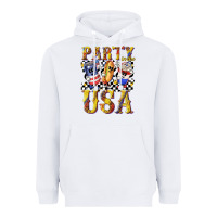 White party in the usa with leopard Heavyweight Hoodie - texasbilliewilder