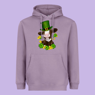 Heavyweight Hoodie st patricks day cow