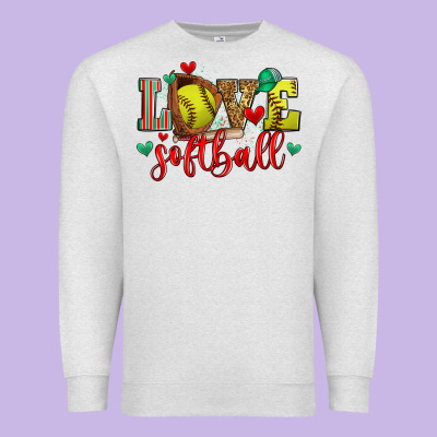 Love Softball Premium Sweatshirt Designed By Zillion Design Studio