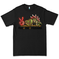 Black Peace Love Stegosaurus Premium Tee - LillyAllenDesigns