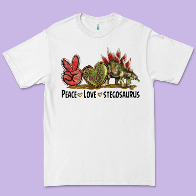 Peace Love Stegosaurus Premium Tee Designed By Lillyallendesigns
