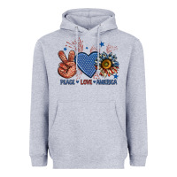 Heather Grey peace love america billie wilder Heavyweight Hoodie - texasbilliewilder