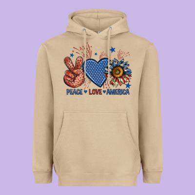 Heavyweight Hoodie peace love america billie wilder