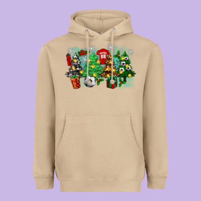 Christmas Trees With Soccer Heavyweight Hoodie Designed By Zillion Design Studio