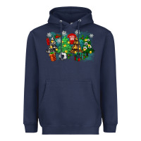Navy christmas trees with soccer Heavyweight Hoodie - Zillion Design Studio