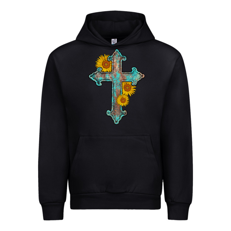 Turquoise Sunflower Cross Urban Hoodie by AdoDesignShop | Teevron
