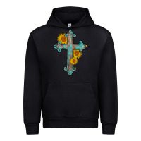 Black turquoise sunflower cross Urban Hoodie - AdoDesignShop