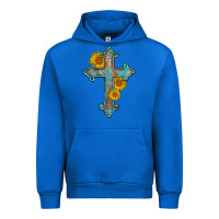 Cobalt turquoise sunflower cross Urban Hoodie - AdoDesignShop