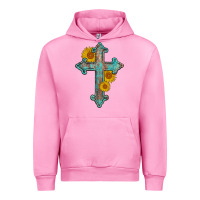 Fuchsia Pink turquoise sunflower cross Urban Hoodie - AdoDesignShop