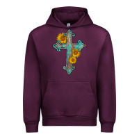 Mauve Wine turquoise sunflower cross Urban Hoodie - AdoDesignShop