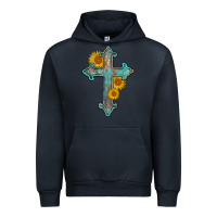 Navy turquoise sunflower cross Urban Hoodie - AdoDesignShop