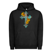 Pigment Black turquoise sunflower cross Urban Hoodie - AdoDesignShop