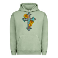 Pigment Oil Green turquoise sunflower cross Urban Hoodie - AdoDesignShop