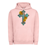 Pigment Salmon turquoise sunflower cross Urban Hoodie - AdoDesignShop