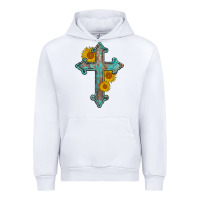 White turquoise sunflower cross Urban Hoodie - AdoDesignShop
