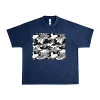 Navy black and white camouflage background Urban Heavy Tee - Artiststas