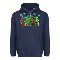 Navy christmas trees with volleyball Heavyweight Hoodie - Zillion Design Studio