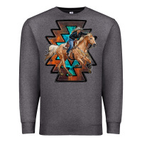 Charcoal Heather cowgirl with aztec Premium Sweatshirt - RanaPortraitStore