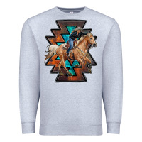 Heather Grey cowgirl with aztec Premium Sweatshirt - RanaPortraitStore