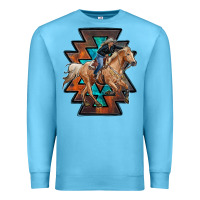 Ocean Blue cowgirl with aztec Premium Sweatshirt - RanaPortraitStore