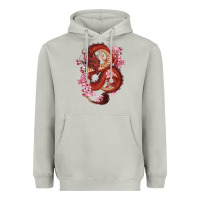 Moon Dust red dragon and sakura cherry blossoms Heavyweight Hoodie - RanaPortraitStore