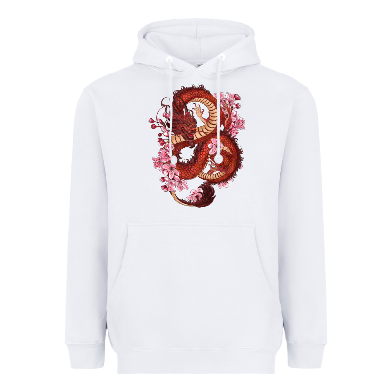 Red Dragon And Sakura Cherry Blossoms Heavyweight Hoodie by RanaPortraitStore | Teevron
