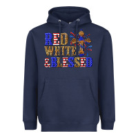 Navy red white and blessed Heavyweight Hoodie - texasbilliewilder